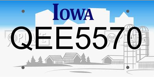 QEE5570 Iowa License Plate
