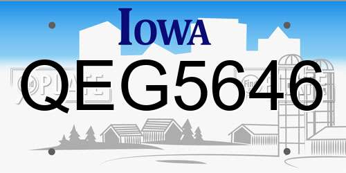 QEG5646 Iowa License Plate