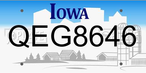 QEG8646 Iowa License Plate