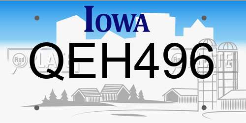 QEH496 Iowa License Plate