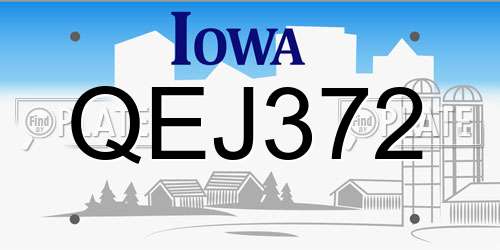 QEJ372 Iowa License Plate