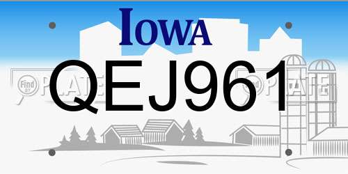 QEJ961 Iowa License Plate