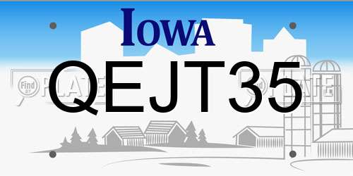 QEJT35 Iowa License Plate