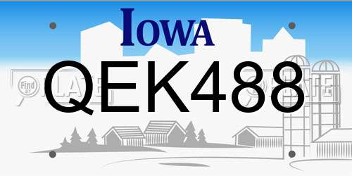QEK488 Iowa License Plate