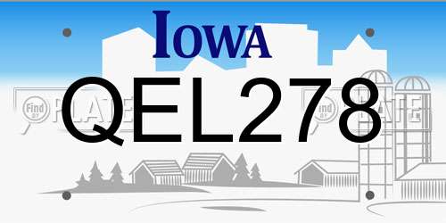 QEL278 Iowa License Plate