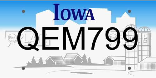 QEM799 Iowa License Plate