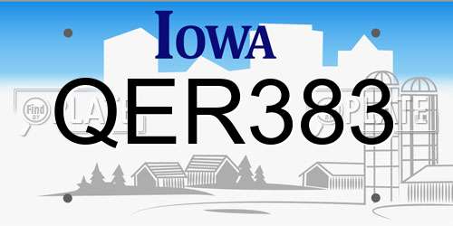 QER383 Iowa License Plate