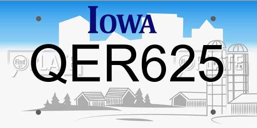 QER625 Iowa License Plate