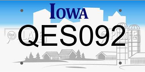 QES092 Iowa License Plate