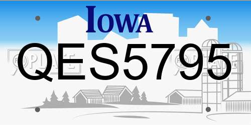 QES5795 Iowa License Plate