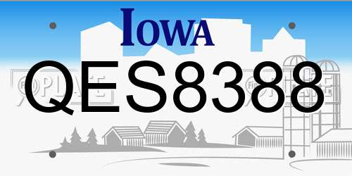 QES8388 Iowa License Plate