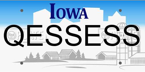 QESSESS Iowa License Plate