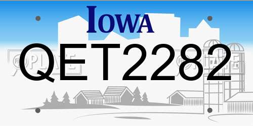 QET2282 Iowa License Plate