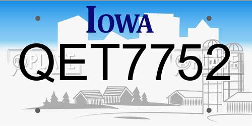 QET7752 Iowa License Plate