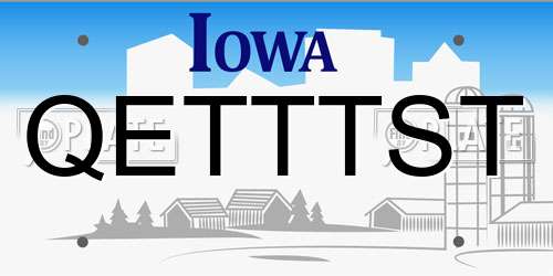 QETTTST Iowa License Plate