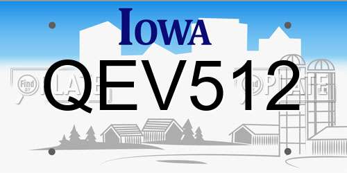 QEV512 Iowa License Plate
