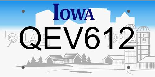 QEV612 Iowa License Plate
