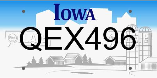 QEX496 Iowa License Plate