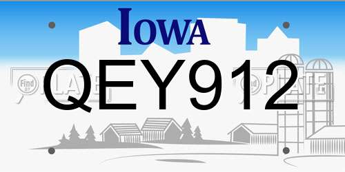 QEY912 Iowa License Plate