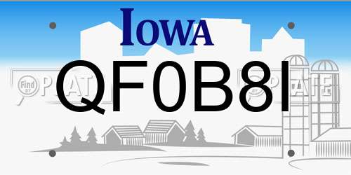 QF0B8I Iowa License Plate