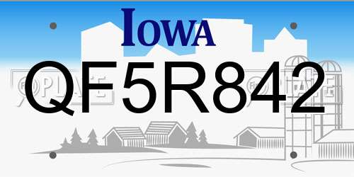 QF5R842 Iowa License Plate