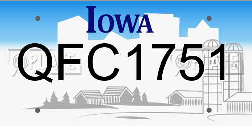 QFC1751 Iowa License Plate