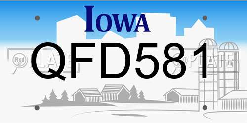 QFD581 Iowa License Plate