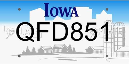 QFD851 Iowa License Plate