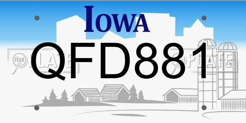 QFD881 Iowa License Plate