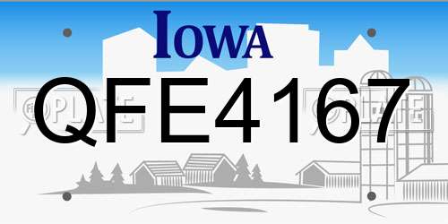 QFE4167 Iowa License Plate