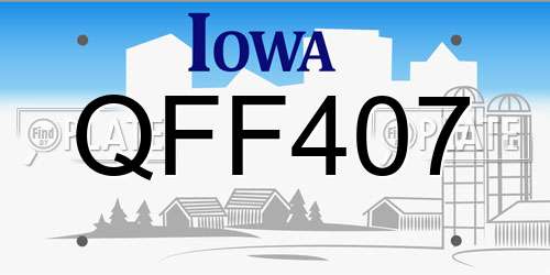 QFF407 Iowa License Plate
