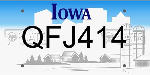 QFJ414 Iowa License Plate