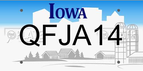 QFJA14 Iowa License Plate