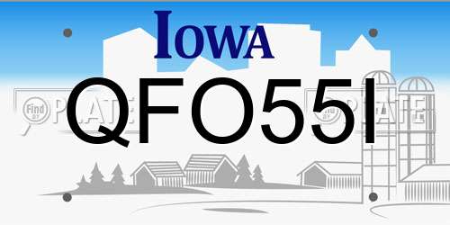 QFO55I Iowa License Plate