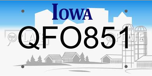 QFO851 Iowa License Plate