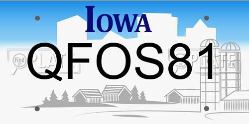QFOS81 Iowa License Plate
