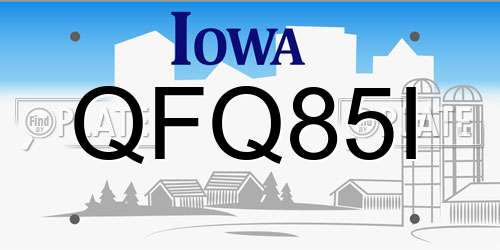 QFQ85I Iowa License Plate