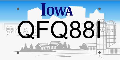 QFQ88I Iowa License Plate