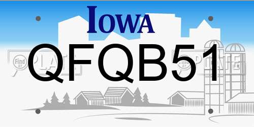 QFQB51 Iowa License Plate