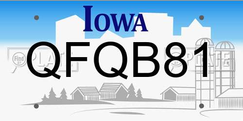 QFQB81 Iowa License Plate