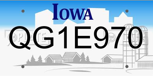 QG1E970 Iowa License Plate