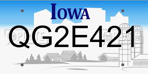 QG2E421 Iowa License Plate
