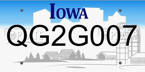 QG2G007 Iowa License Plate