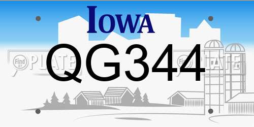 QG344 Iowa License Plate
