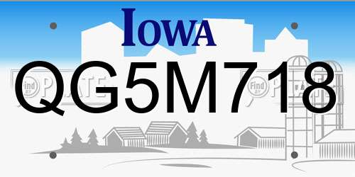 QG5M718 Iowa License Plate