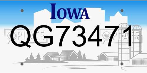 QG73471 Iowa License Plate