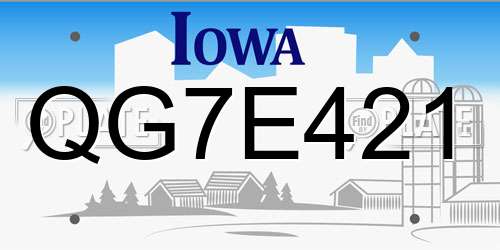 QG7E421 Iowa License Plate