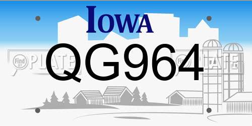 QG964 Iowa License Plate