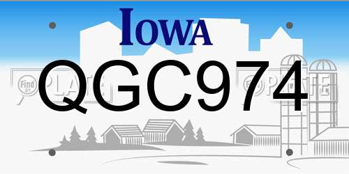 QGC974 Iowa License Plate