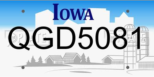 QGD5081 Iowa License Plate
